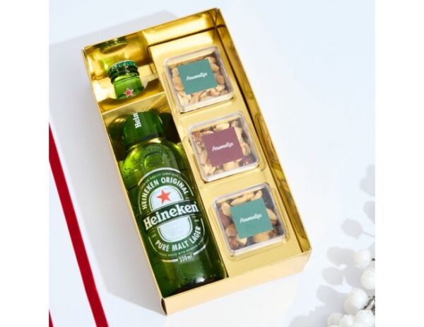 MBN001 - Kit Duplo Corporativo com Cerveja e Mix de Nuts Personalizado