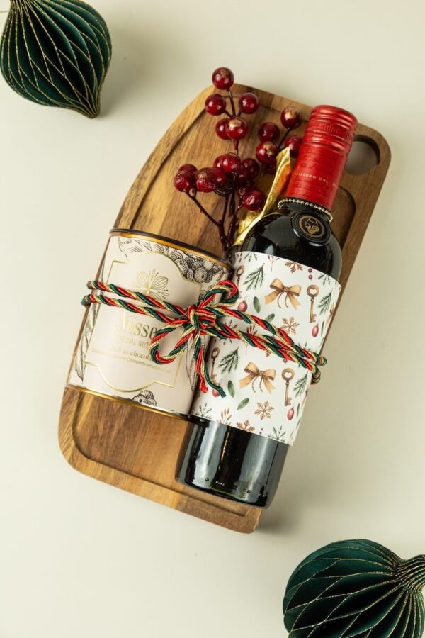 MBN023 - Tábua Gourmet com Vinho e Castanhas - Presente de Natal