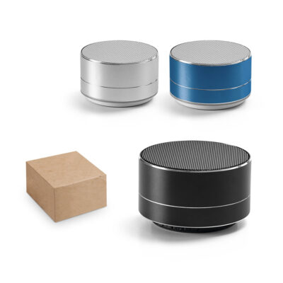 Caixa de som com autonomia de 3h (400 mAh), em alumínio 100% reciclado e ABS 100% reciclado