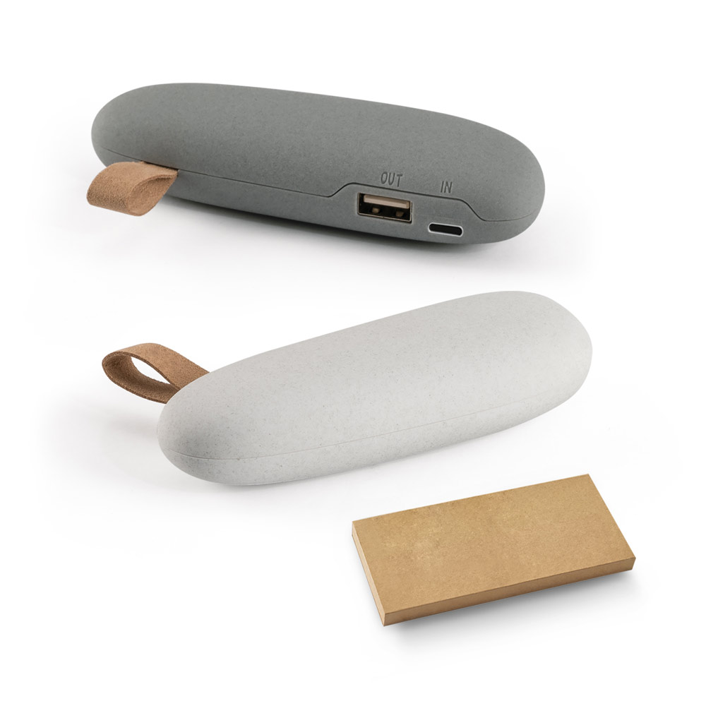 Bateria portátil em ABS e bateria de lítio com capacidade de 2'000 mAh