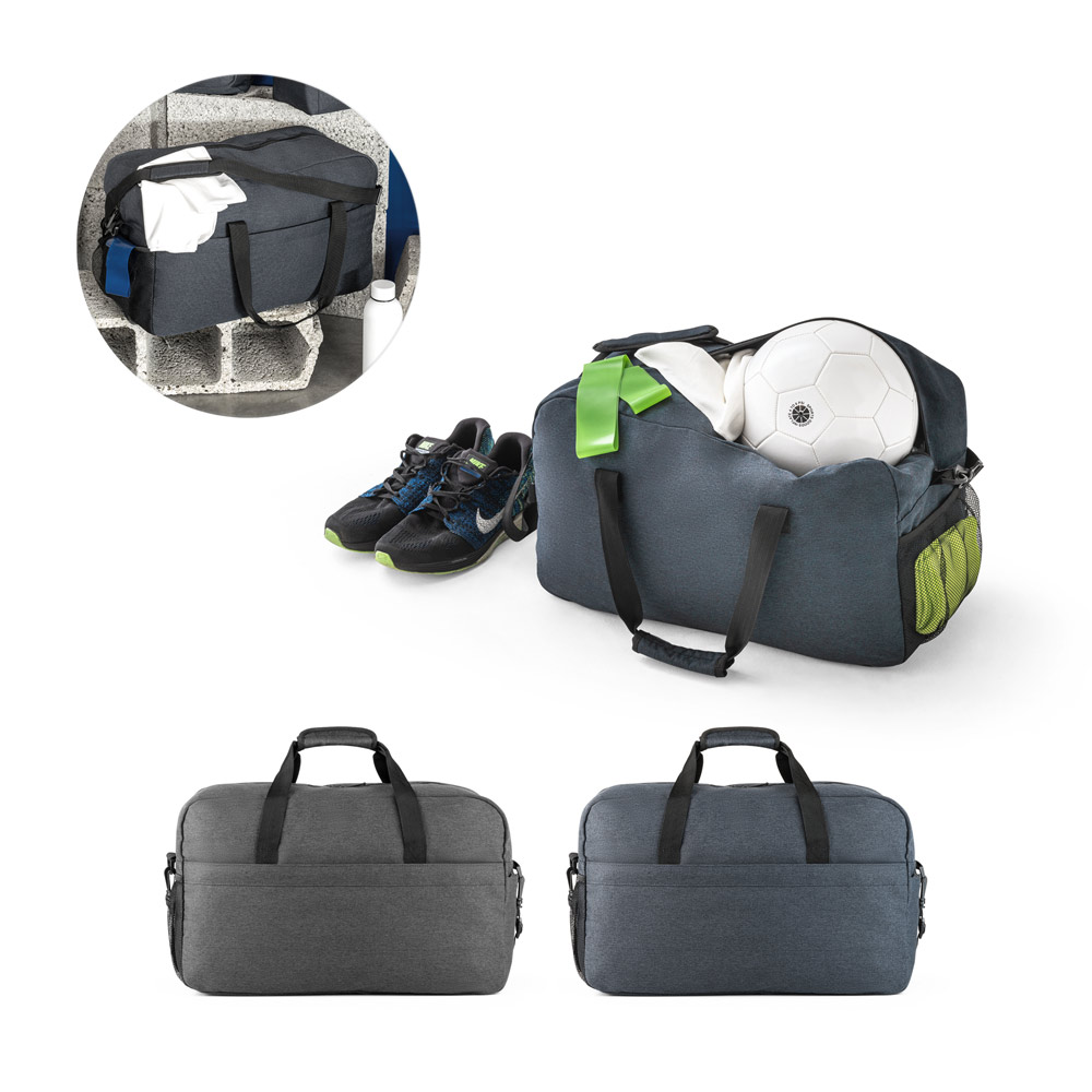 Bolsa esportiva em poliéster reciclado 600D de alta densidade com fundo em placa semi-rígida 31 L