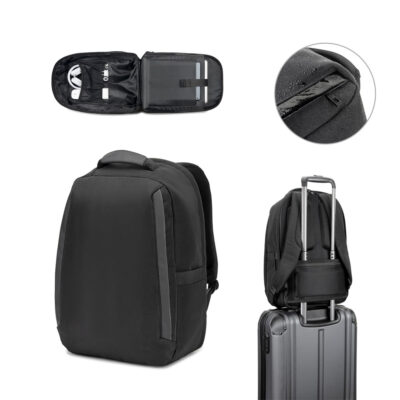 Mochila antirroubo, em poliéster reciclado 600D twill, resistente à água, e bolso para notebook 17'3" 20 L