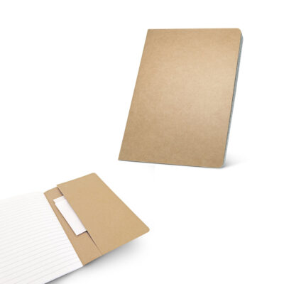 Caderno A5 de capa flexível de cartão kraft reciclado com 80 páginas pautadas recicladas