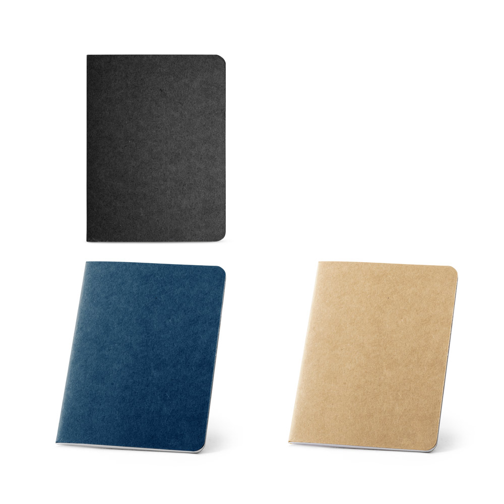 Caderno B7 de capa flexível em cartão kraft reciclado com 60 páginas lisas recicladas