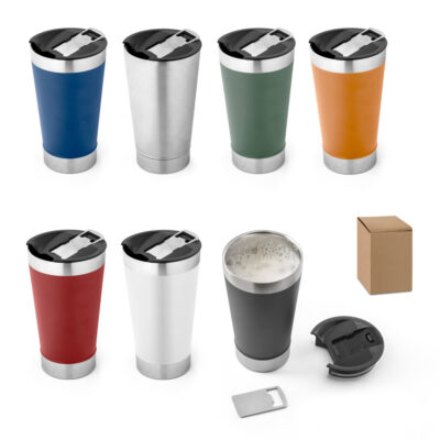 Copo de viagem em aço inox térmico, com parede dupla isolada a vácuo 630 mL