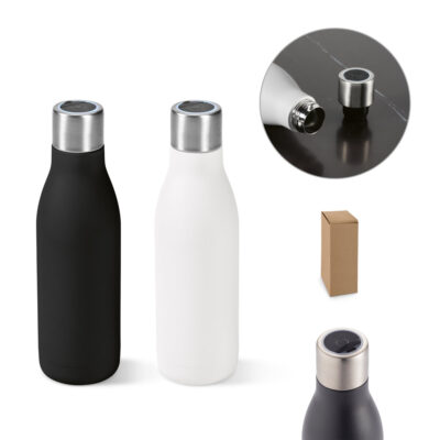 Garrafa em aço inox 90% reciclado de parede dupla térmica com sistema de auto-sanitização UV 500 mL