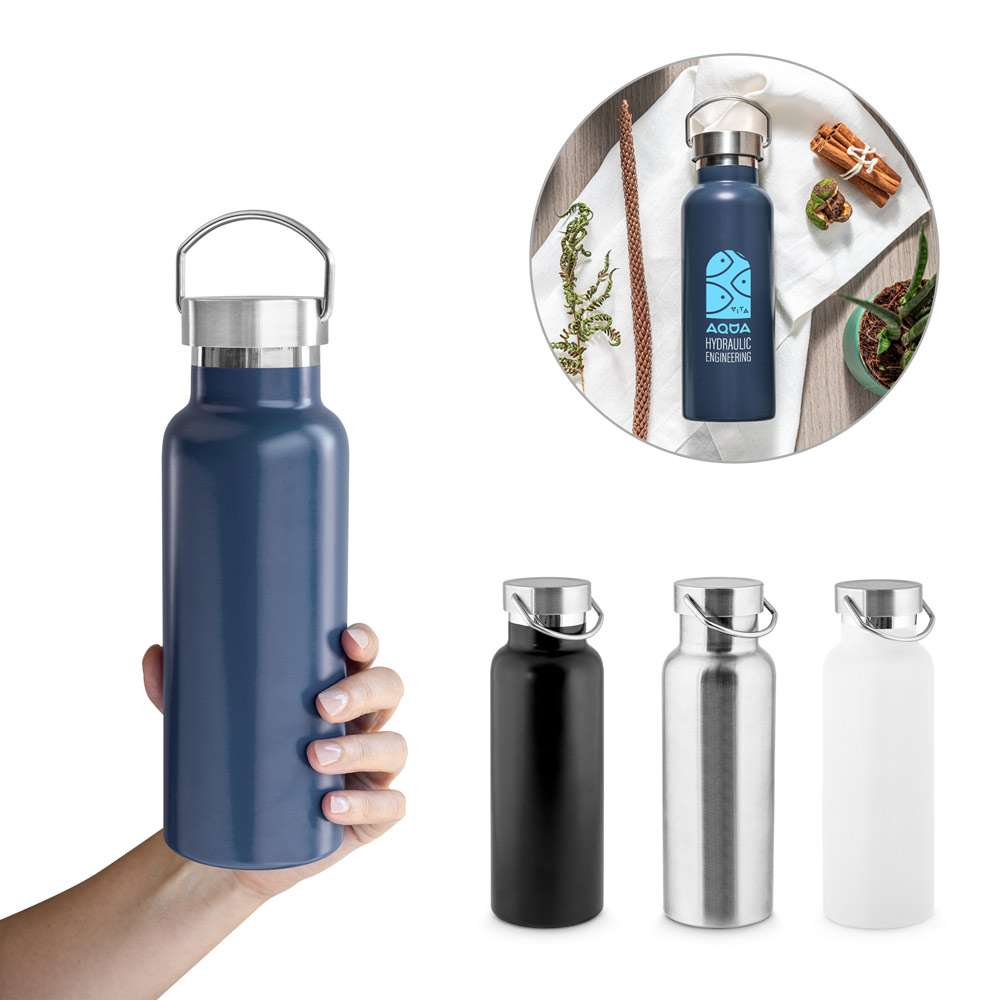 Garrafa em aço inox 36% reciclado com isolamento a vácuo 810 mL