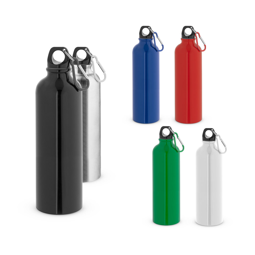 Squeeze esportiva em aço inox de parede simples com mosquetão 790 mL