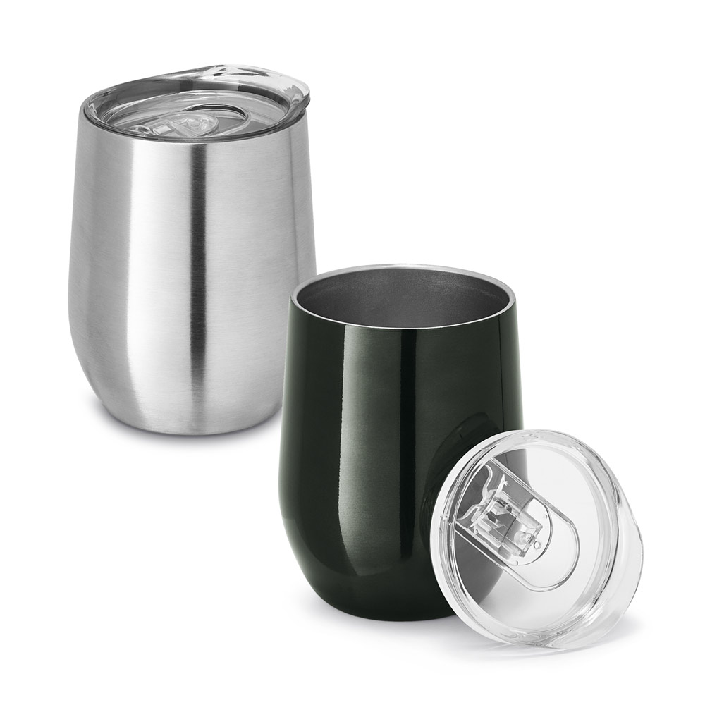 Copo de viagem em aço inox, térmico com parede dupla isolada a vácuo e tampa deslizante 400 mL