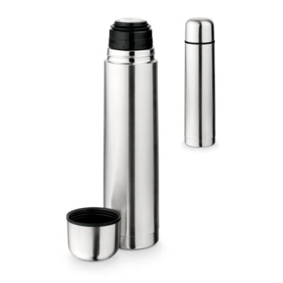 Garrafa em aço inox de parede dupla térmica, isolada a vácuo 1 L
