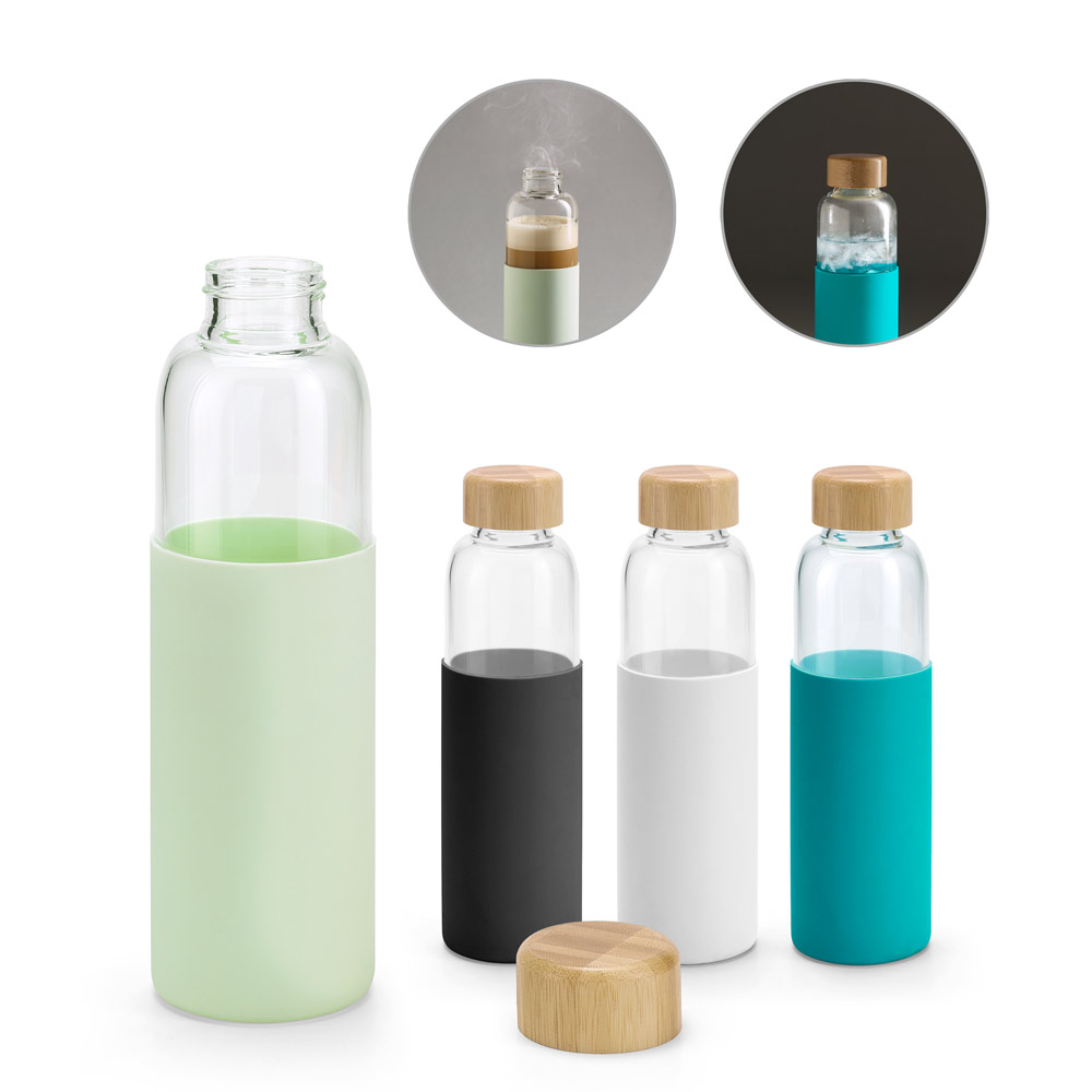 Squeeze em vidro borossilicato com tampa em bambu 600 mL