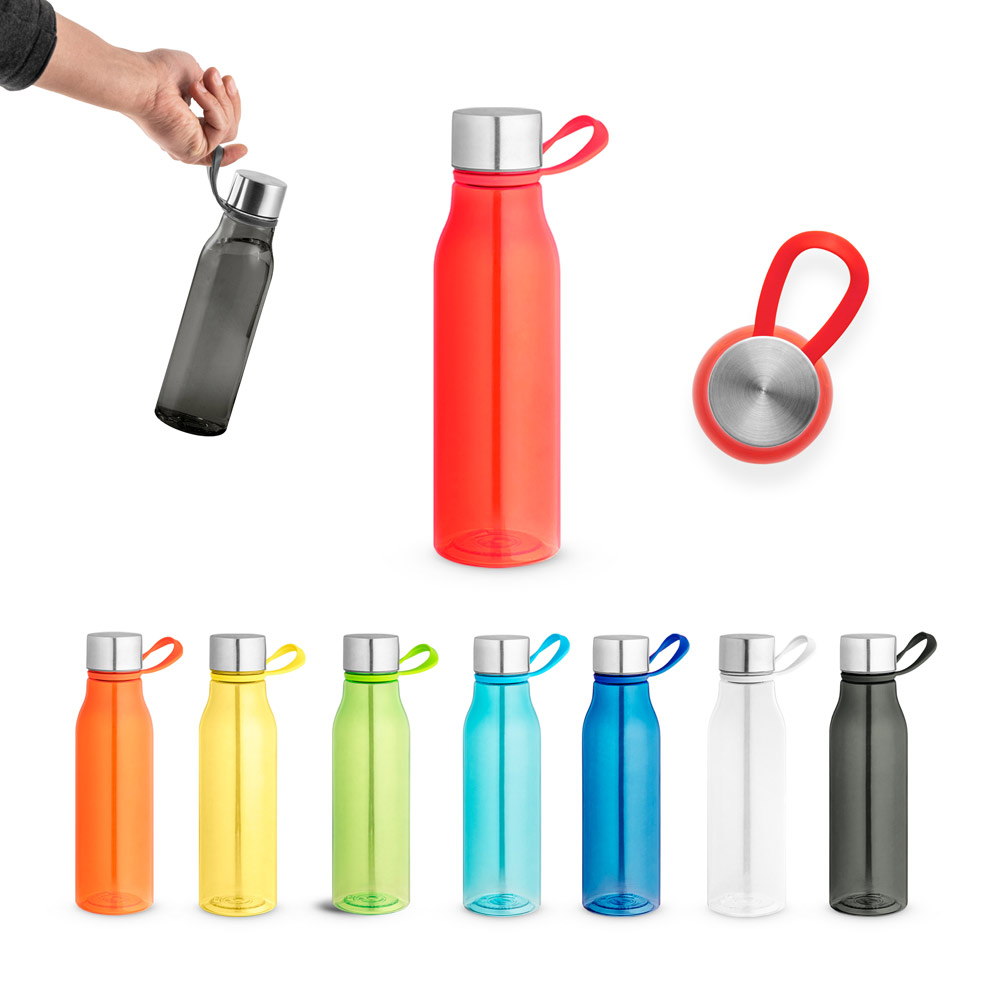 Squeeze em PET 100% reciclado com alça de silicone 590 mL