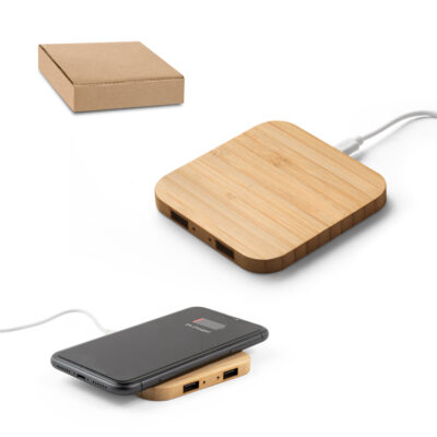 Carregador wireless super-rápido em bambu 15 W