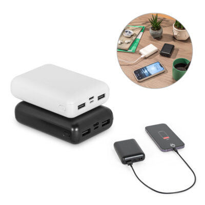 Bateria portáti em ABS 100% reciclado e capacidade de 10'000 mAh