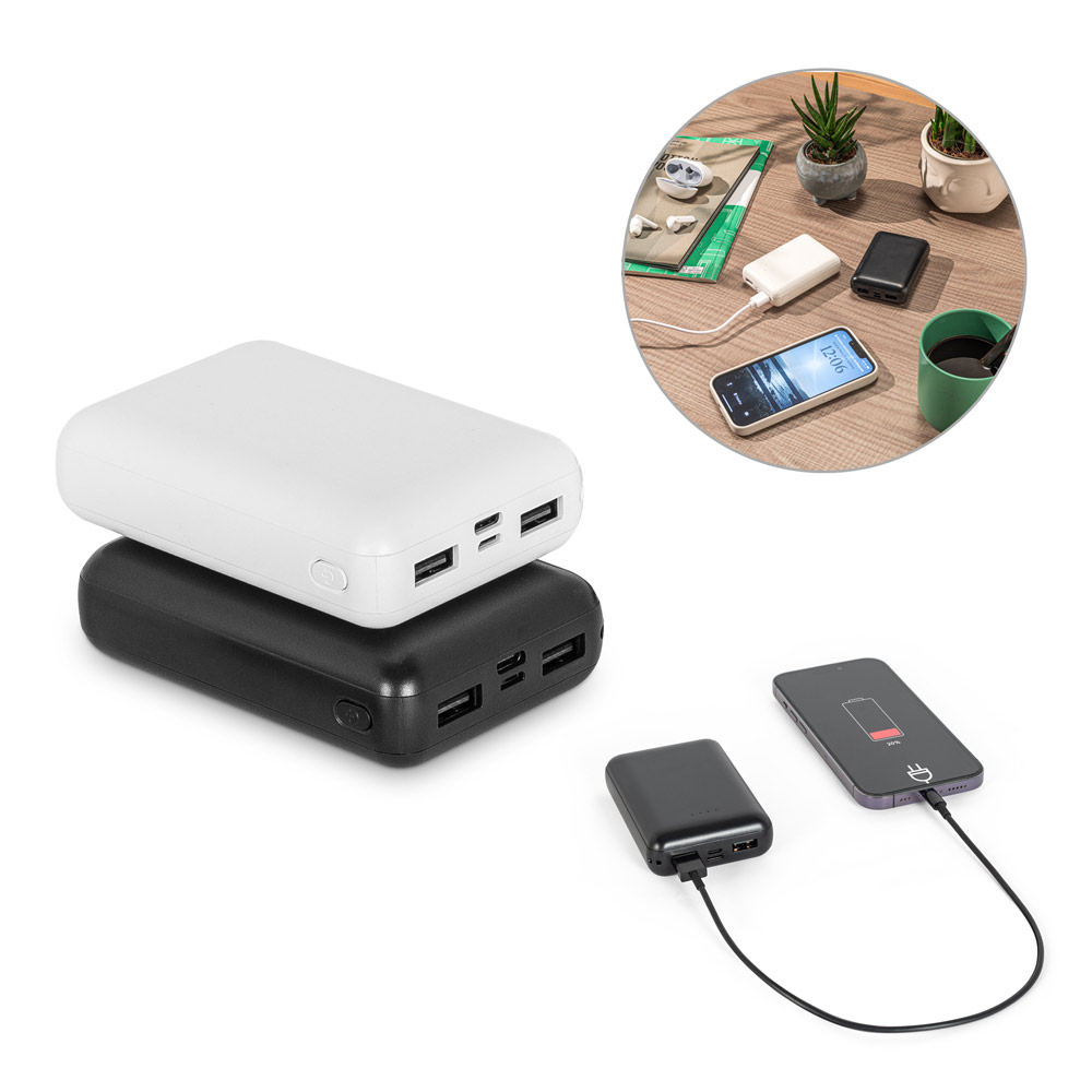 Bateria portáti em ABS 100% reciclado e capacidade de 10'000 mAh